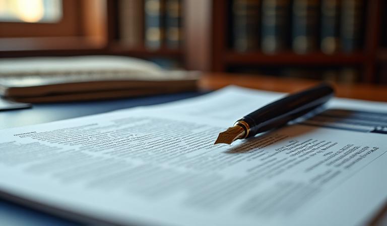 Secure legal office environment with professional desk and document security